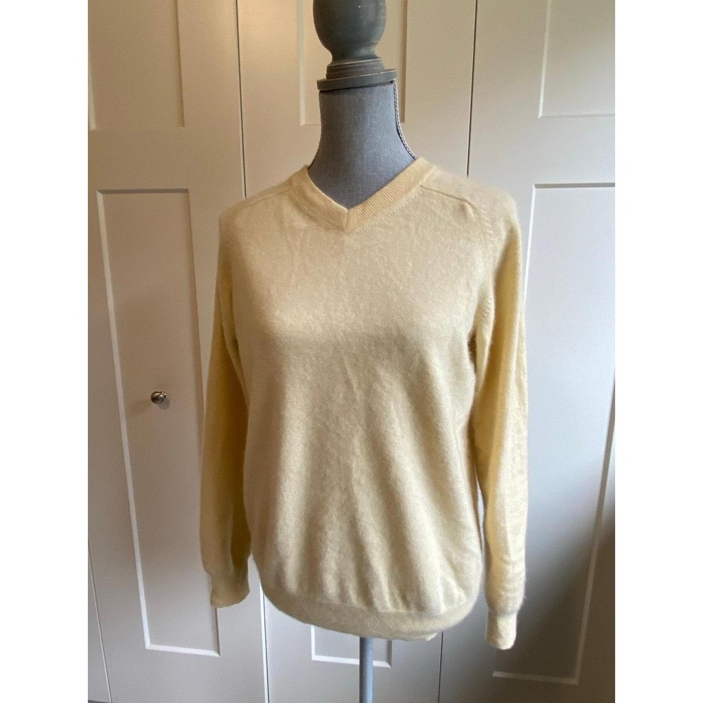 Paolo Mondo Sweater 2 Ply Cashmere Women Medium V Neck Preppy Classic Lux s50